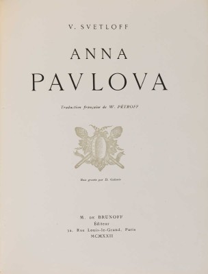 [Светлов В. Анна Павлова. Перевод на фр. яз. В. Петров. Гравюры Д. Галаниса], 1922.